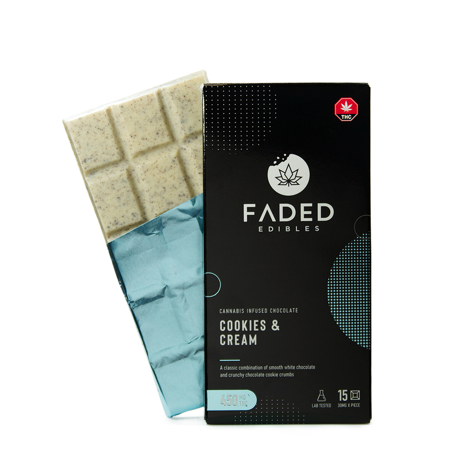 Faded-Edibles-Thc-Cookies-Cream-Chocolate-Bar.jpg Faded Edibles Thc Cookies Cream Chocolate Bar