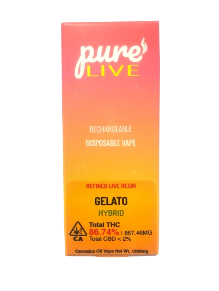 Pure Live Full Spectrum Refined Live Resin 1G Disposable Vape - Gelato