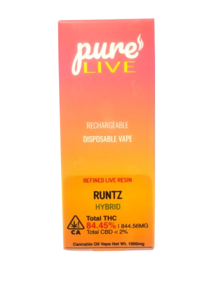 Pure Live Full Spectrum Refined Live Resin 1G Disposable Vape - Runtz